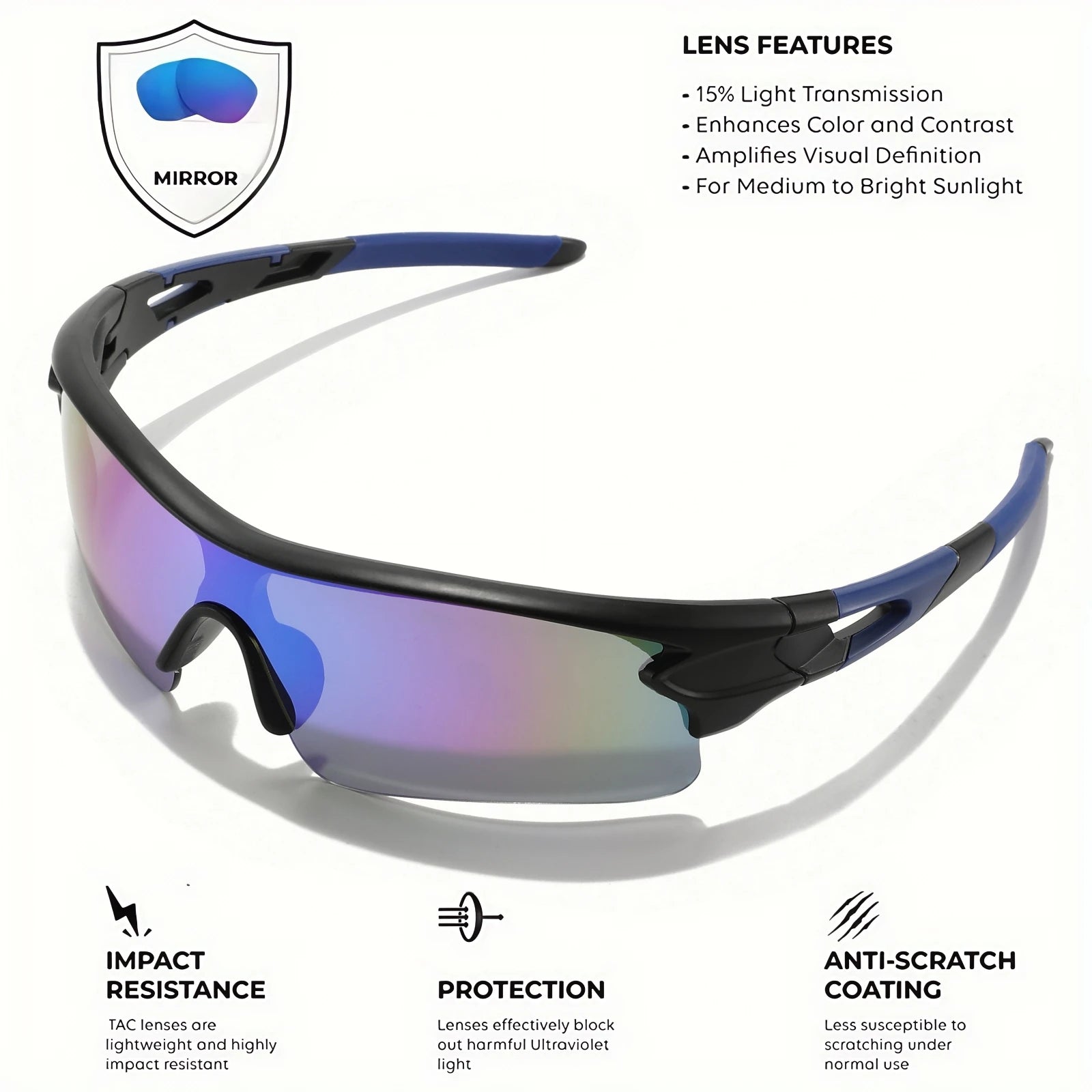 UV400 Sports Sunglasses – Lightweight Wrap-Around Protective Eyewear for Cycling, Hiking & Outdoor Activities