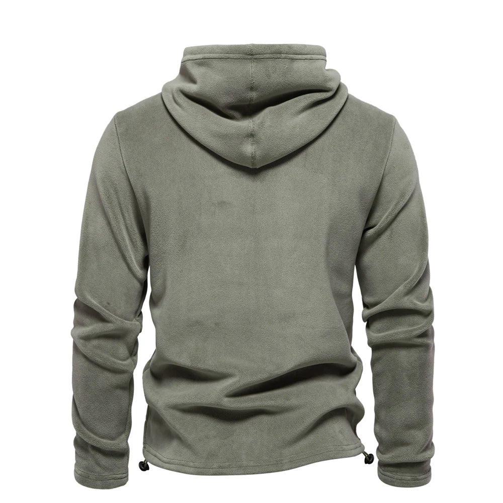 Heren winter effen fleece hoodie van hoge kwaliteit warme casual trekkoord hoed sweatshirt zachte shell hoodies voor heren