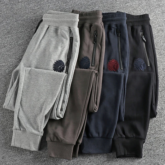 Herfst Amerikaanse Retro Terry Gebreide Borduurwerk Joggingbroek Heren Eenvoudige Elastische Taille Trekkoord Sport Casual Jeugd Slim Broek