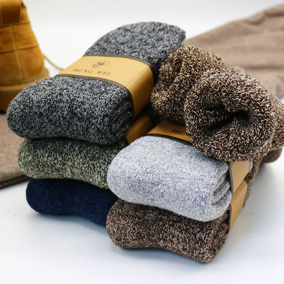 5 Pair Winter Men's Merino Wool Socks Super Thick Warm High Quality Harajuku Retro Snow Casual Antifreeze Cashmere Socks For Men
