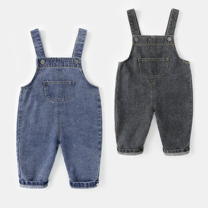 Children's Clothes Baby Girls Boys Overalls Solid Brief Style Toddler Denim Kids Jumpsuits 9M-5Y Unisex