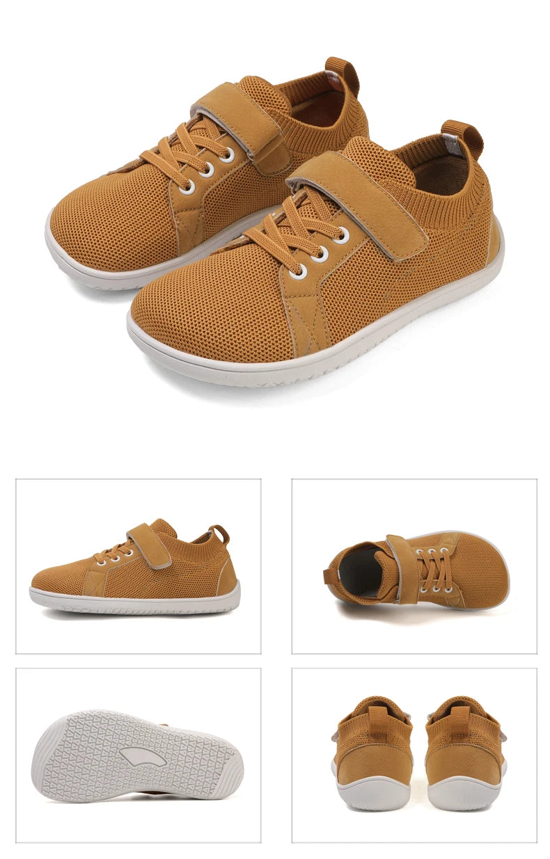 Wide Toe Barefoot Sneakers for Boys & Girls - Lightweight Non-Slip Kids Walking Skate Shoes Comfortable Breathable Soft Material