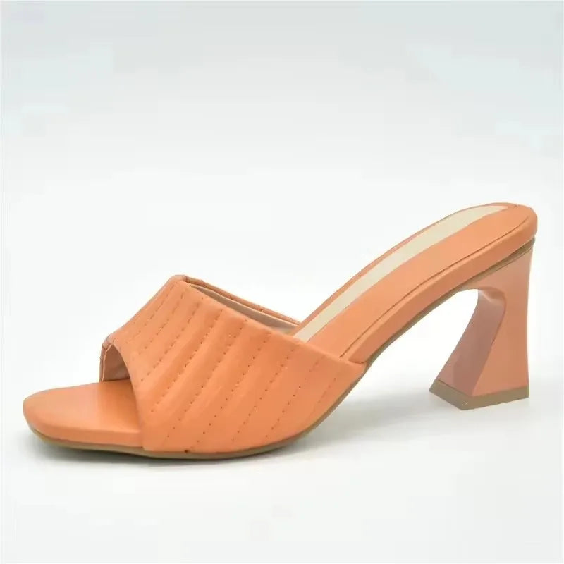 Italian Ladies Shoes Nigerian Women Shoes Pu Leather Sling Back Slipper for Party Open Toe Pumps High Heels Sexy Ladies