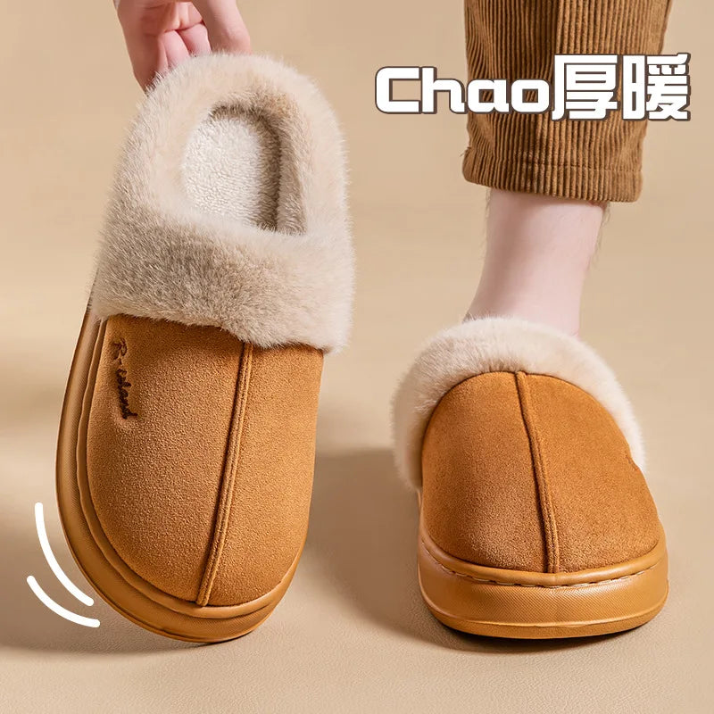 Women's Winter Warm Fuzzy Platform Slippers Suitable As Leisure Indoor and Outdoor Slides Slip On Cosy Fluffy Ladies' Snow Boots