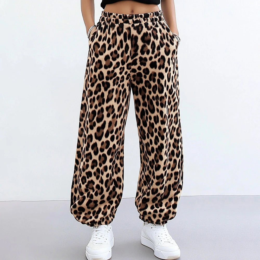Women's Pants All Season Comfortable Wild Leopard Print Natural Waist Regular Fit Ankle Casual Pants