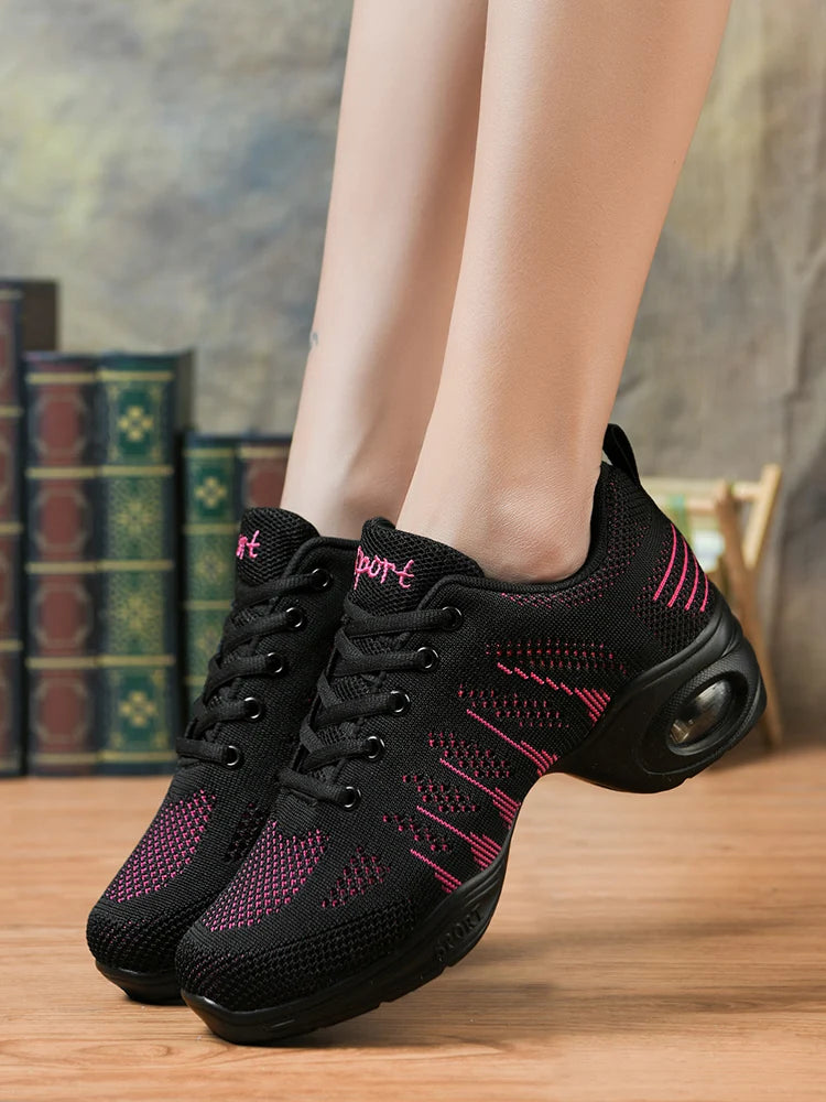 Women's Jazz Ballroom Comfortable  Dance Shoes PU Soft Outsole Breathable Modern Tango Dance Sneakers Lightweight Stylish