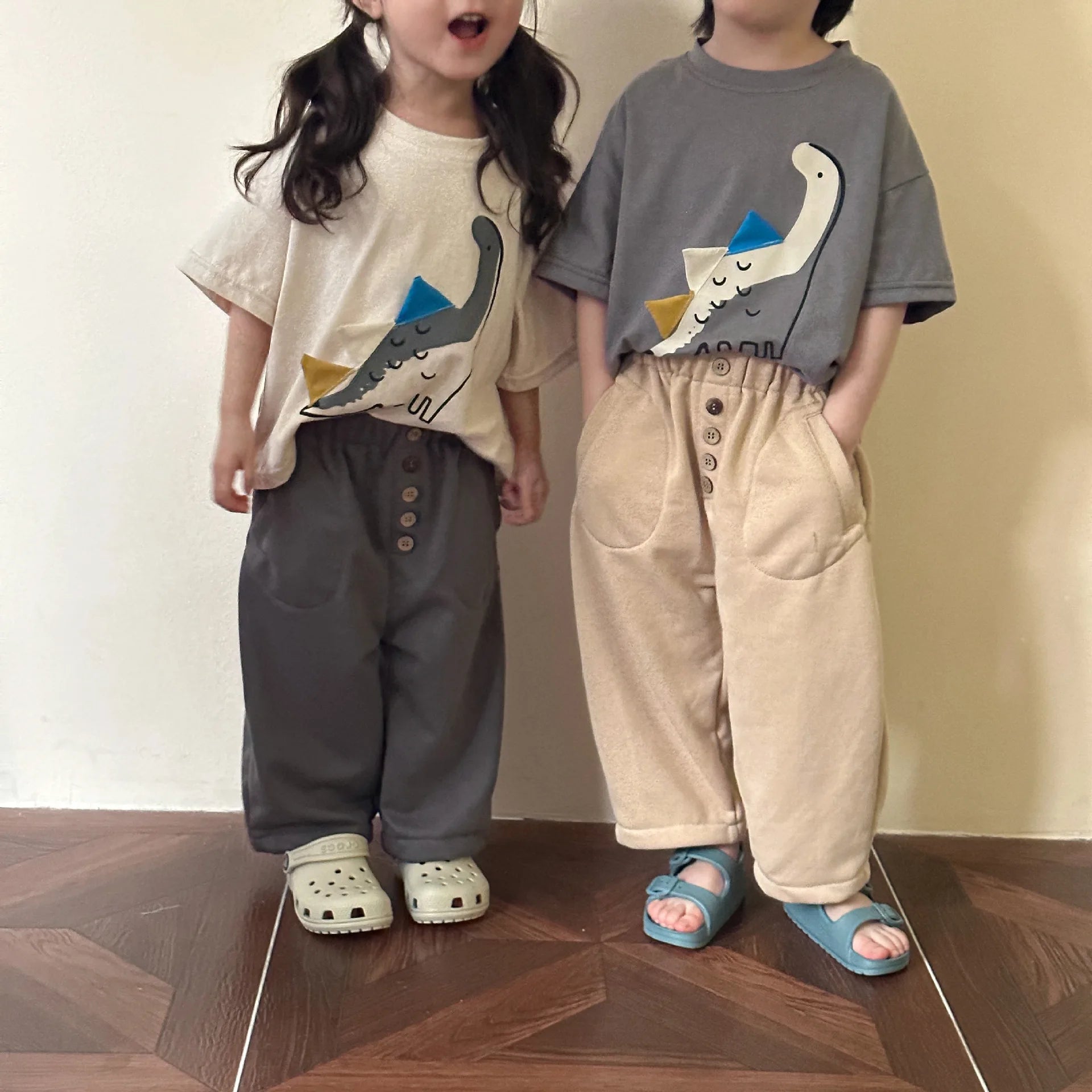 Kids Clothes Boys Dinosaur T-Shirts Summer Girls Tee Cotton Boys Half Sleeve Shirt 2-7Y Unisex