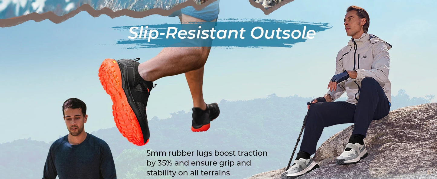 Men's Widened Hiking Walking Shoes Slip-On Comfortable Orthopaedic With Arch Support Non-Slip Sports Shoes For Travel