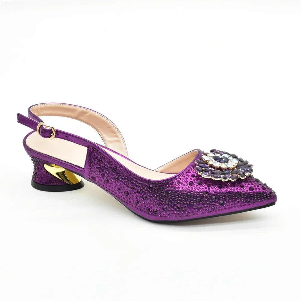 New Fashion Shoes Matching Bag Set Decorated with Crystal Ladies Wedding Party Women High Heel Pumps Luxury Rhiinestone Shoes