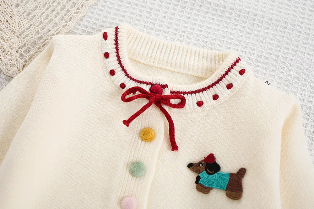 New Autumn Kids Sweater Set Cute Colourful Buttons Girls Knitted Shirt + Checked Skirt Children Sweet Thin Outfit 9M-5T Girls