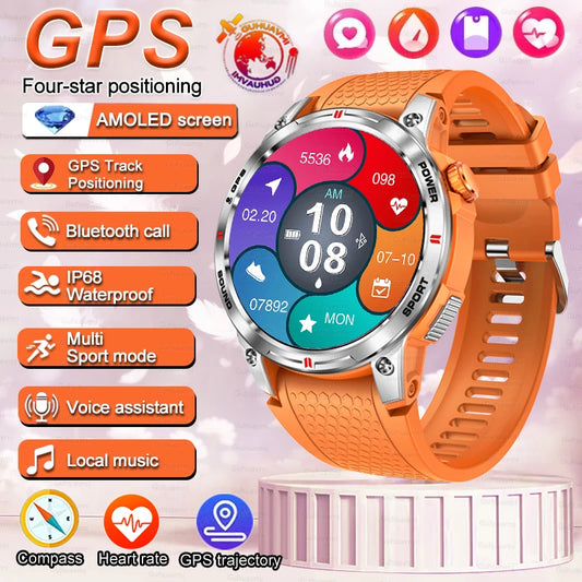 2025 neue GPS-Smartwatch für Damen, AMOLED-HD-Bildschirm, Gesundheits-Tracker, Sport-Stimme, GPS-Positionierung, IP68, Anruf-Smartwatch für Damen