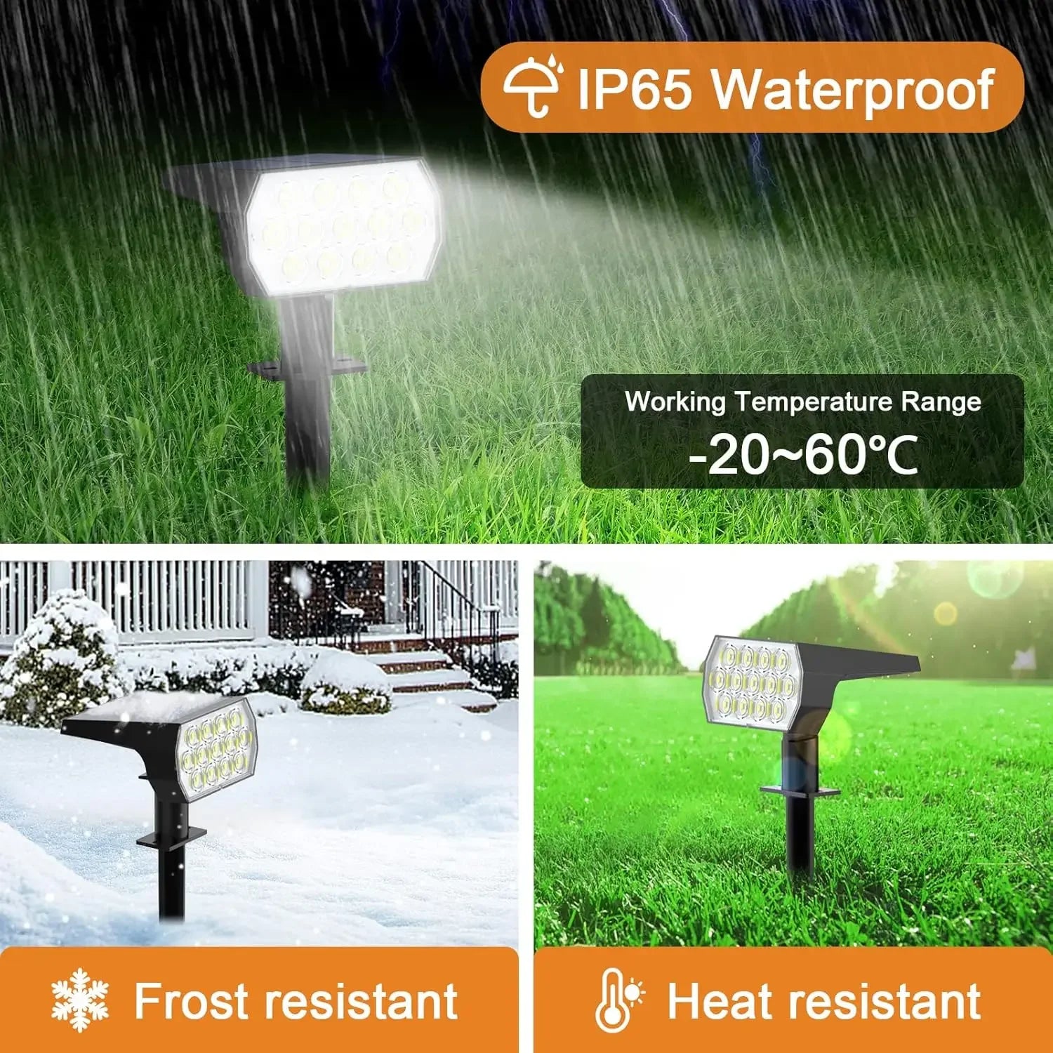 52 LED Solar Spot Lights Outdoor IP65 Waterproof with 3 Modes Landscape Lighting for Walkway Yard Garden