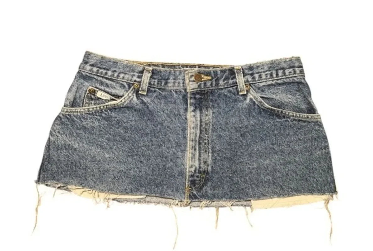 High-Waisted Y2K Mini Skirt for Women Denim Short Skirt with Applique Print Gothic Street Hip-Hop Harajuku Vintage Sexy Loose Casual Skirt