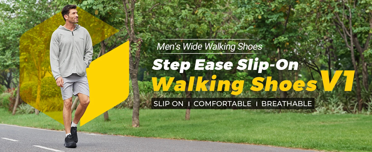 Wide Men's Slip-On Walking Shoes Lightweight Breathable Outdoor Casual Sports Running Shoes Sneakers For Swollen Feet