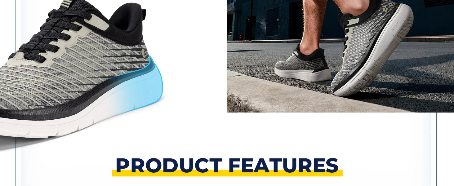 Men’s Wide Fit Walking Shoes – Breathable Lightweight Sneakers with Arch Support & Shock Absorption for Flat Feet