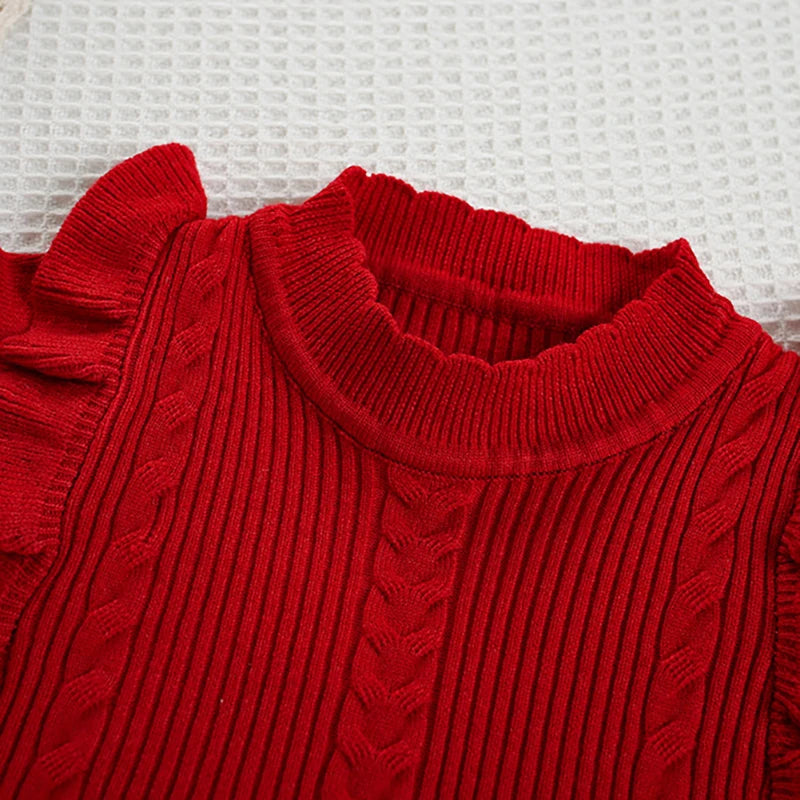 Autumn Kids Knit Dress Cute Solid Colour Girls Sweater Thin Children Clothes Baby Princess Dress 9M-5T Girls