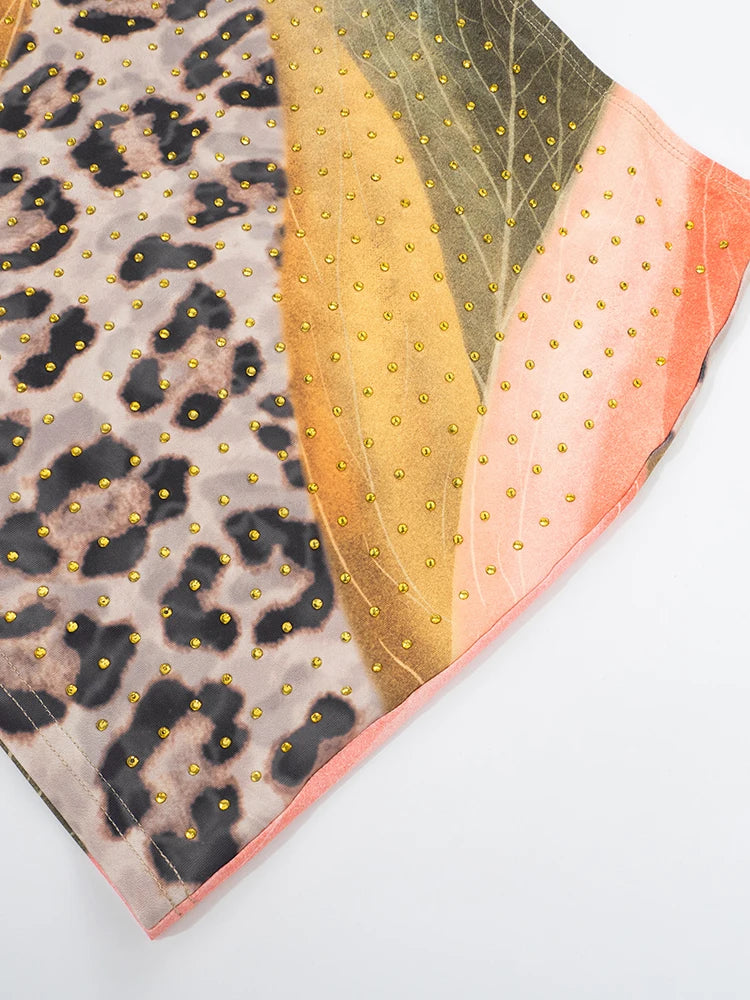 Strass luipaardprint rokken dames wilde basic wilde zomer trend Y2K hottie sexy skinny party clubwear mini bottom