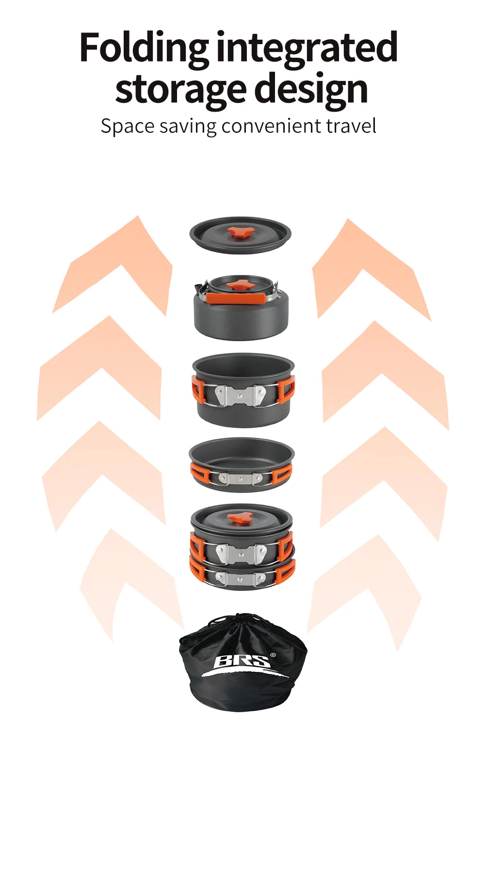 BRS 1set Camping Cookware Kit Outdoor Portable Aluminum Cooking Set Pots Dishes Bowler Kitchen Equipment Gear for Cooking Picnic