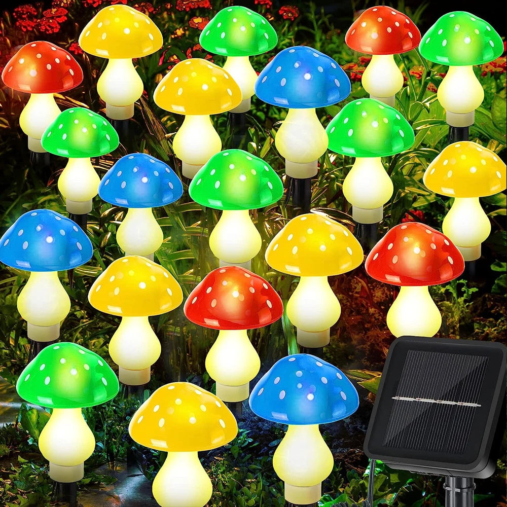 Upgraded Outdoor Solar Garden Lights, Solar Mushroom Lights Outdoor 8Modes Waterproof Solar Powered Landscape Light Cute Fairy