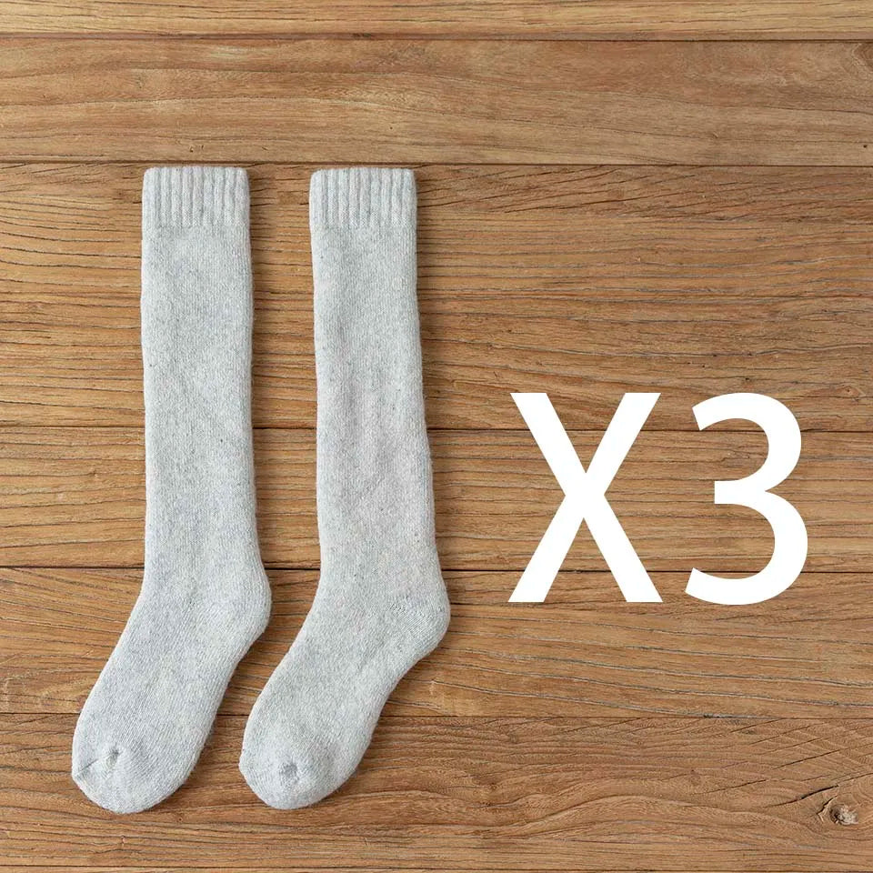Winter Dames Merino Wol Hoge Knie Lange Sokken Dikke Warme Harajuku Retro Compressie Vrouwelijke Kasjmier Kousen