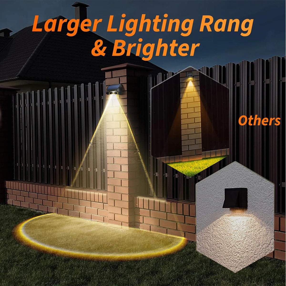 Solar Fence Lights Outdoor Waterproof Solar Deck Lights with Warm White RGB LED Spot Lens Decorative Solar Powered Wall Lights