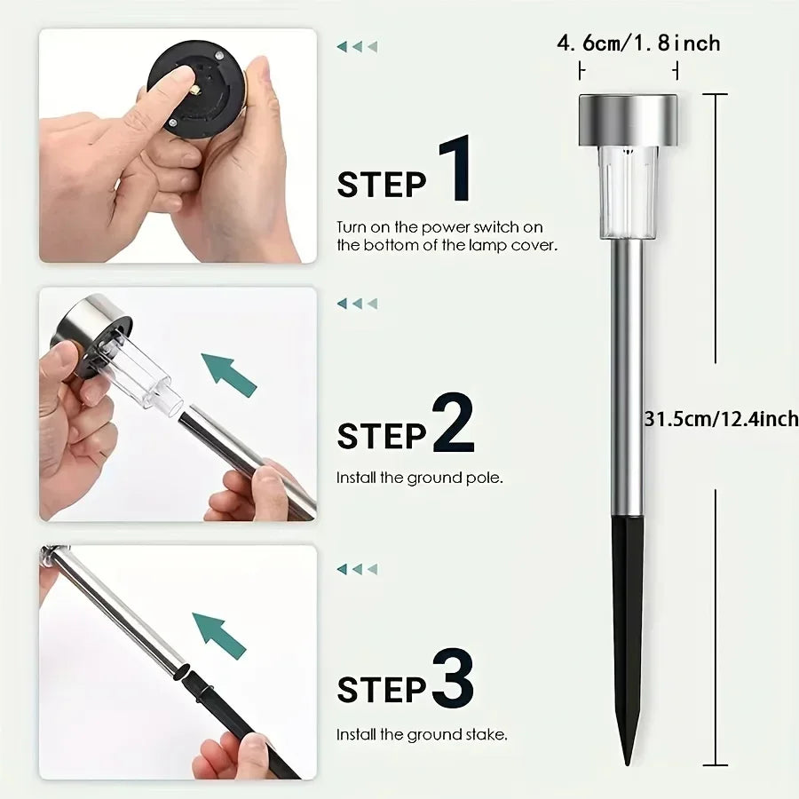 Solar Outdoor Lights Garden Lamp Solar Powered Waterproof Landscape Path Outdoor for Yard Backyard Lawn Patio Decorative