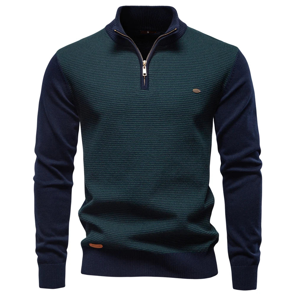 Men's Striped Sweater Solid Colour Knitted Pullover Warm Luxury Cotton Autumn Winter Casual Turtleneck Men's Sweaters