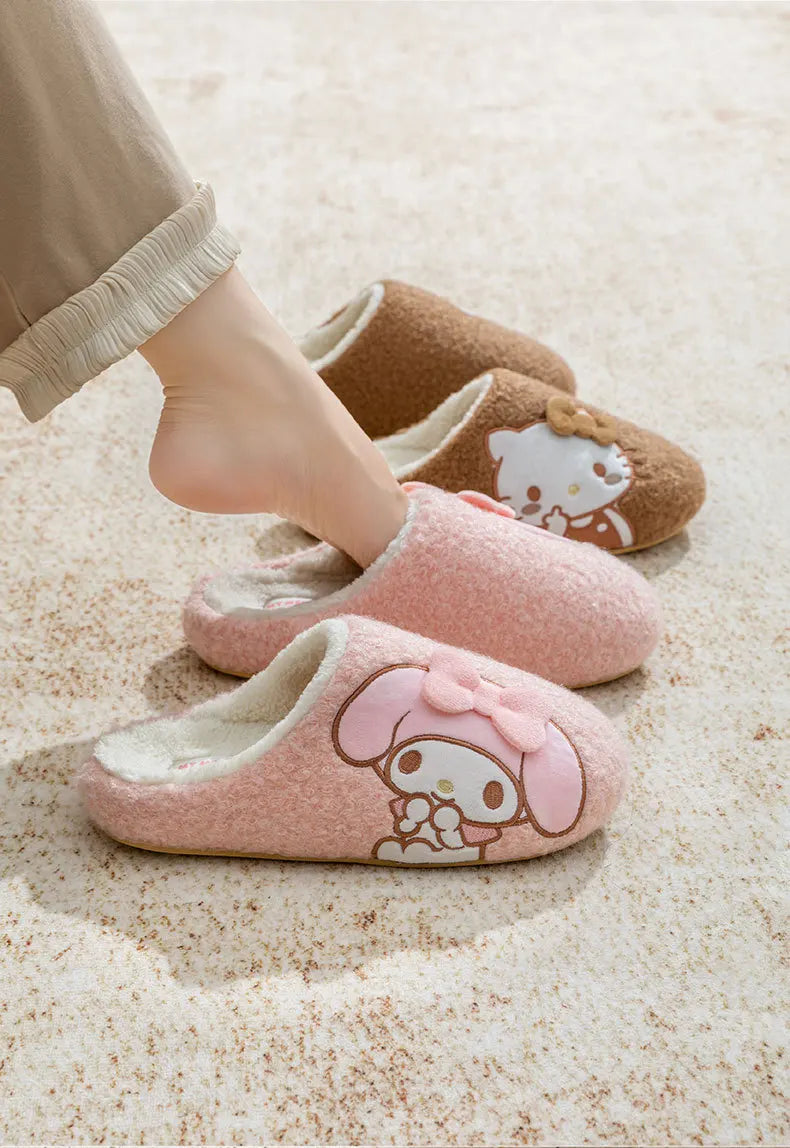 Kids' Slippers House Shoes Cartoon Kuromi Winter Shoes Warm Anti-Slip Soft Bottom Shoes For Girls Size 36-41