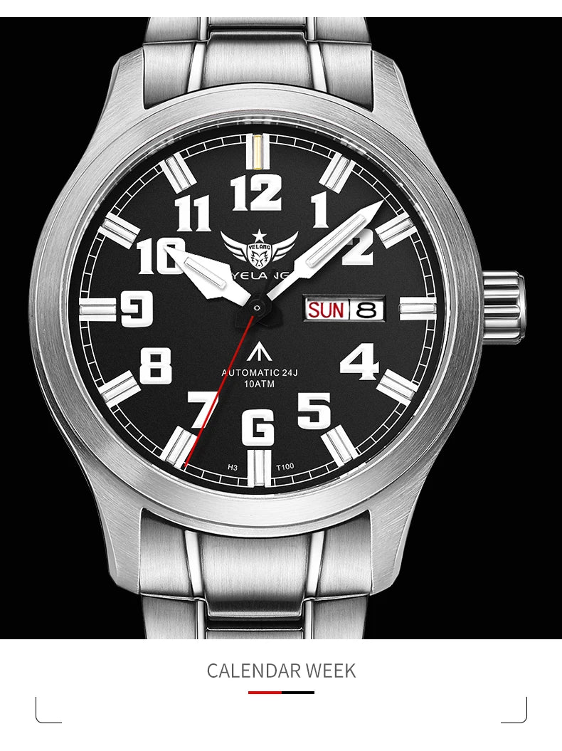 Yelang V1007 42MM Men Watch NH36 Luminous T100 Brand 100M Waterproof Mechanical Automatic Watch Sapphire Lens Reloj Business