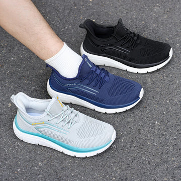 Hardloopschoenen met dikke zool voor heren, schokabsorberende rebound, lichtgewicht voor gezwollen voeten, brede schoenen met voetboogondersteuning