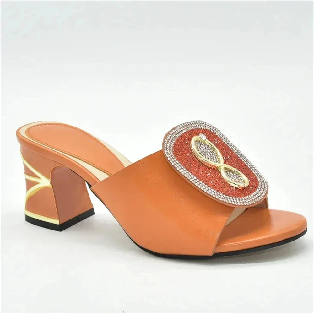 Ladies Bridal Wedding Nigeria Shoes with Rhinestones Italian High Heels Wedding Slippers Italian Women Party Pumps
