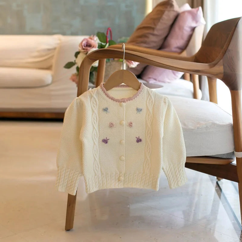 New Autumn Kids Sweater Cute Bow Girls Knitwear Clothes Knit Korean Version Children's Cardigan Tops 2-6T Girls