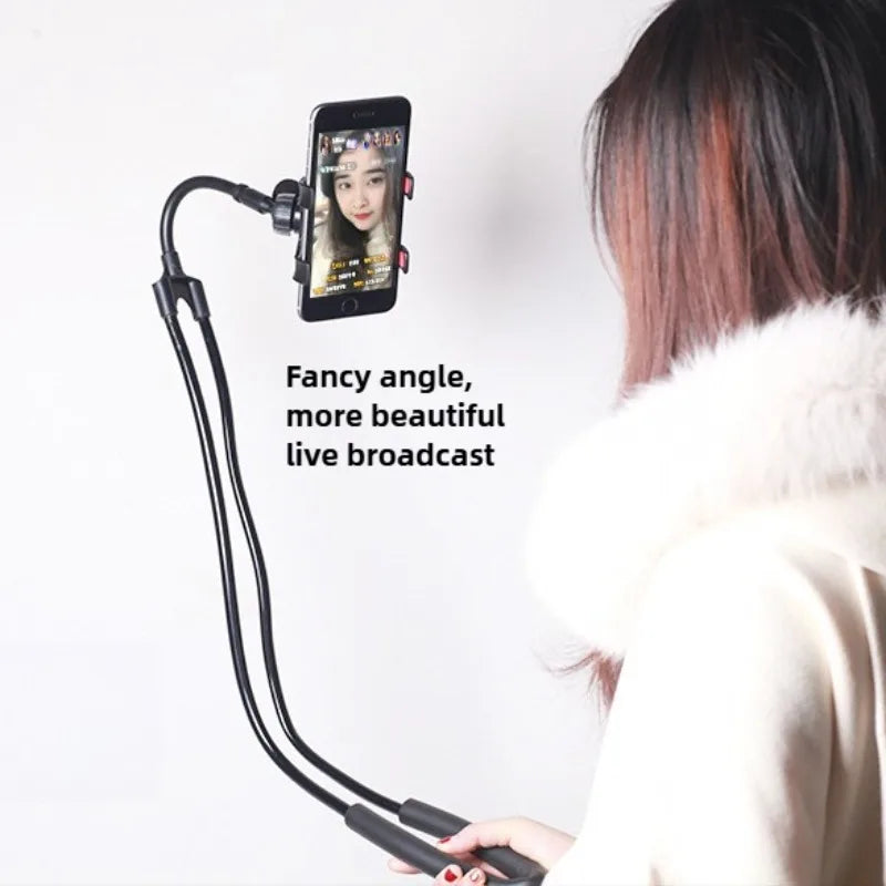 Rotatable Lazy Neck Phone Stand Holder 360 Degree Mobile Necklace Bracket Bed for Smartphones - Hands-Free Hanging Stan