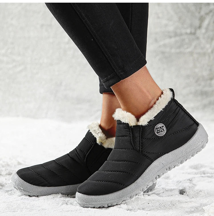 Men's Warm Fur Flat Shoes Waterproof Winter Slip-On Sneakers For Men
