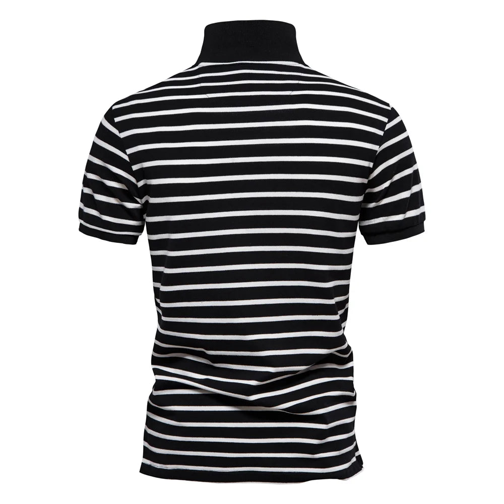 Cotton Embroidery Men's Polo Shirts Casual Striped Short-sleeved Polo Shirts for Men New Summer Polos Men Clothing