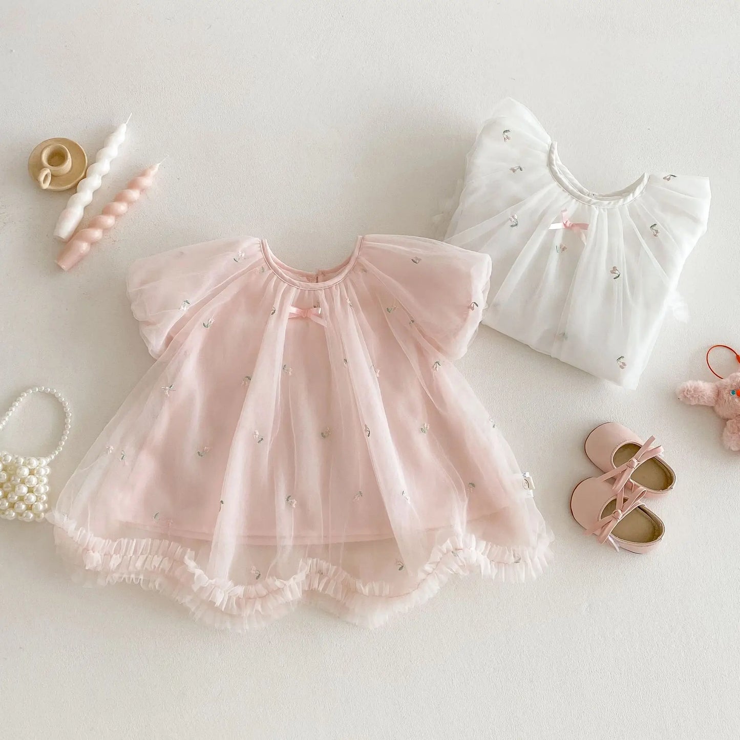 2025 Summer Girls' Clothing Baby Children's Exquisitely Embroidered Tulle Princess Dresses Kids Birthday Dress 0-5Y Girls
