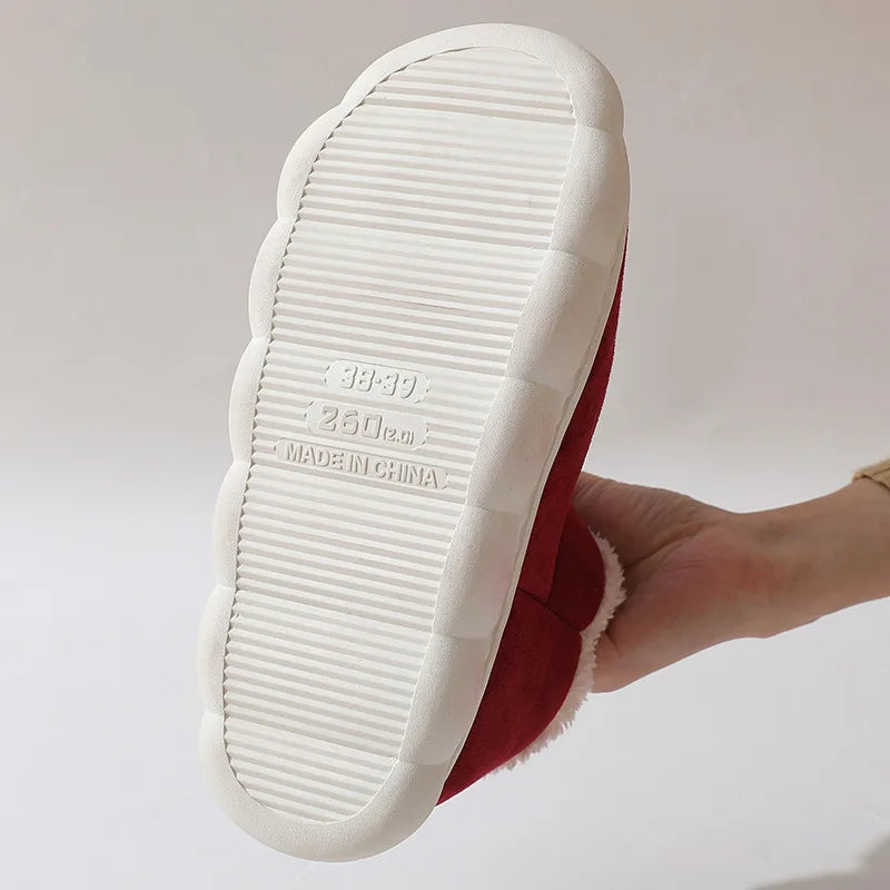 Men's Winter Cotton Indoor and Outdoor Shoes Non-Slip Fully Warm Cosy Platform Fuzzy House Slippers