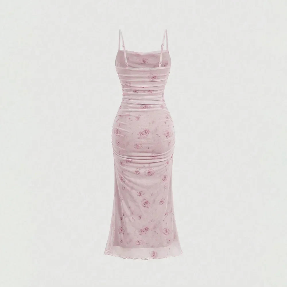 2025 Summer New Sleeveless Square Neck Folds Women Dress Modest Fashion Butterfly Stringy Female Dresses