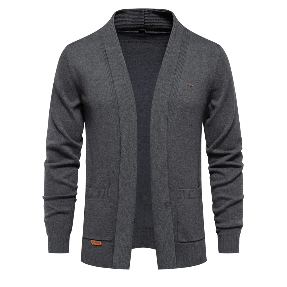 Men's Winter Cotton Cardigan Quality Sweater Fashion Turn Down Collar Knitted Sweaters for Men