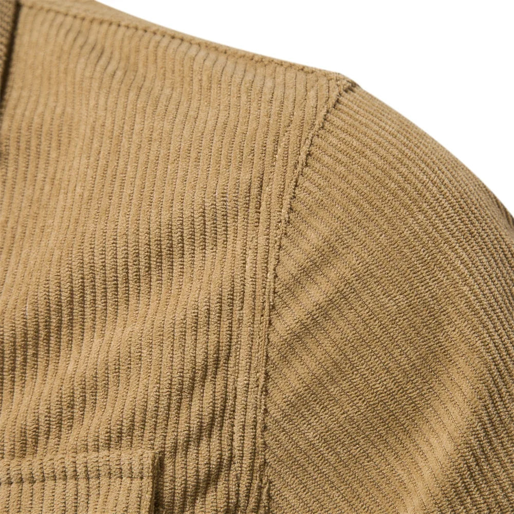 Thicken Autumn Men Shirt Solid Colour Business Casual Corduroy Shirt With Pocket for Men