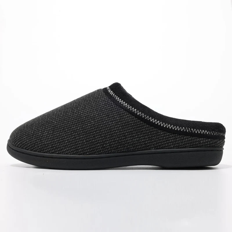 Men's Winter Warm Cotton Shoes Soft Memory Foam Casual Indoor Flat Slides Short Plush Male Fluffy Home Slippers