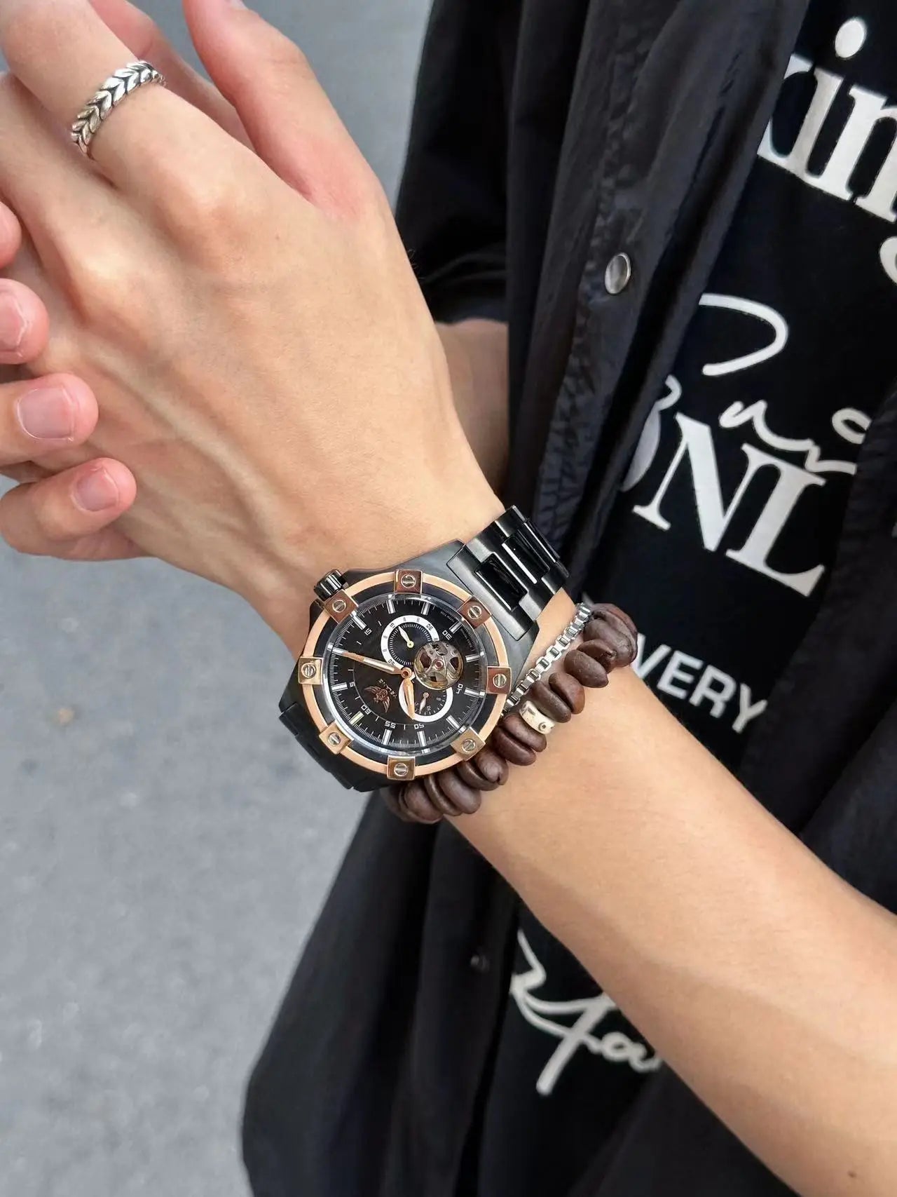 Yelang V1024 Men's 44mm Automatic Mechanical Watch Luminous 100m Water Resistant Japan Miyota 82S7 Movement Stainless Steel Band