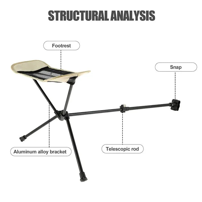Universal Camping Chair Foot Rest Folding Attachable Footrest Lightweight Footstool for Outdoor Fishing Beach Hiking