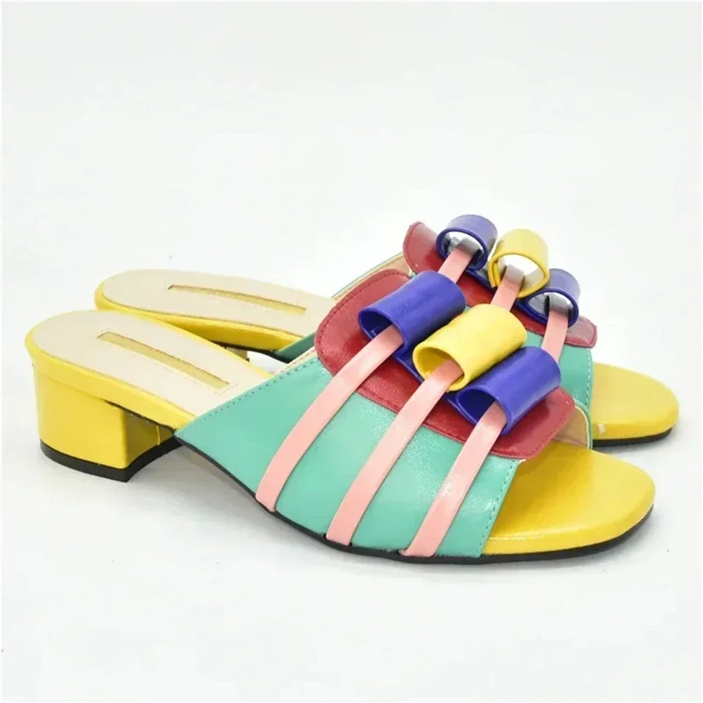 Elegant Women Shoes for Party Wedding Open Toe Pumps Ladies Dress Shoes Decorated with Rhinestone Floral Print African Pumps