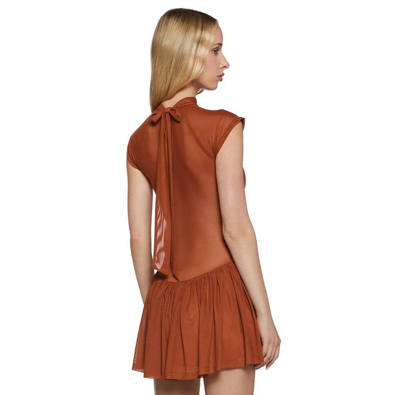 Hollow Sexy Dress Women o-Neck Coquette Sleeveless Patchwork Pleated Hem Halter Summer Midnight Clubwear Mini Bodycon