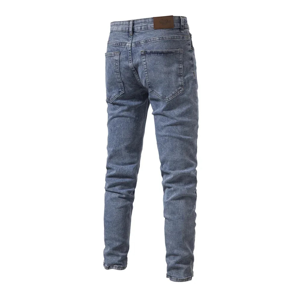 Men's Autumn Denim Jeans Pants Slim Fit Straight Quality Cotton Jeans Business Casual Denim Pants For Men