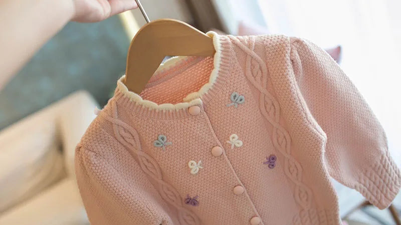 New Autumn Kids Sweater Cute Bow Girls Knitwear Clothes Knit Korean Version Children's Cardigan Tops 2-6T Girls