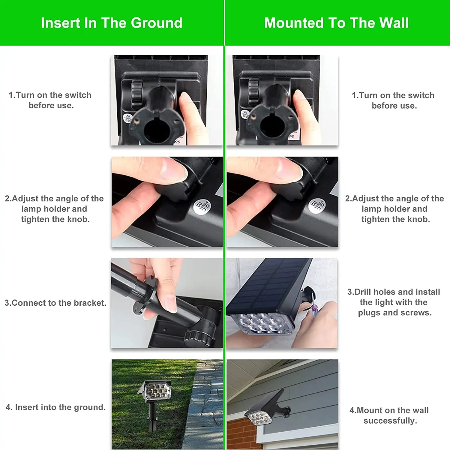 1/2/4PCS Solar Power Light Adjustable Light Temperature Solar Garden Light outdoor IP65 Solar Lamp Super Bright Solar Spotlight