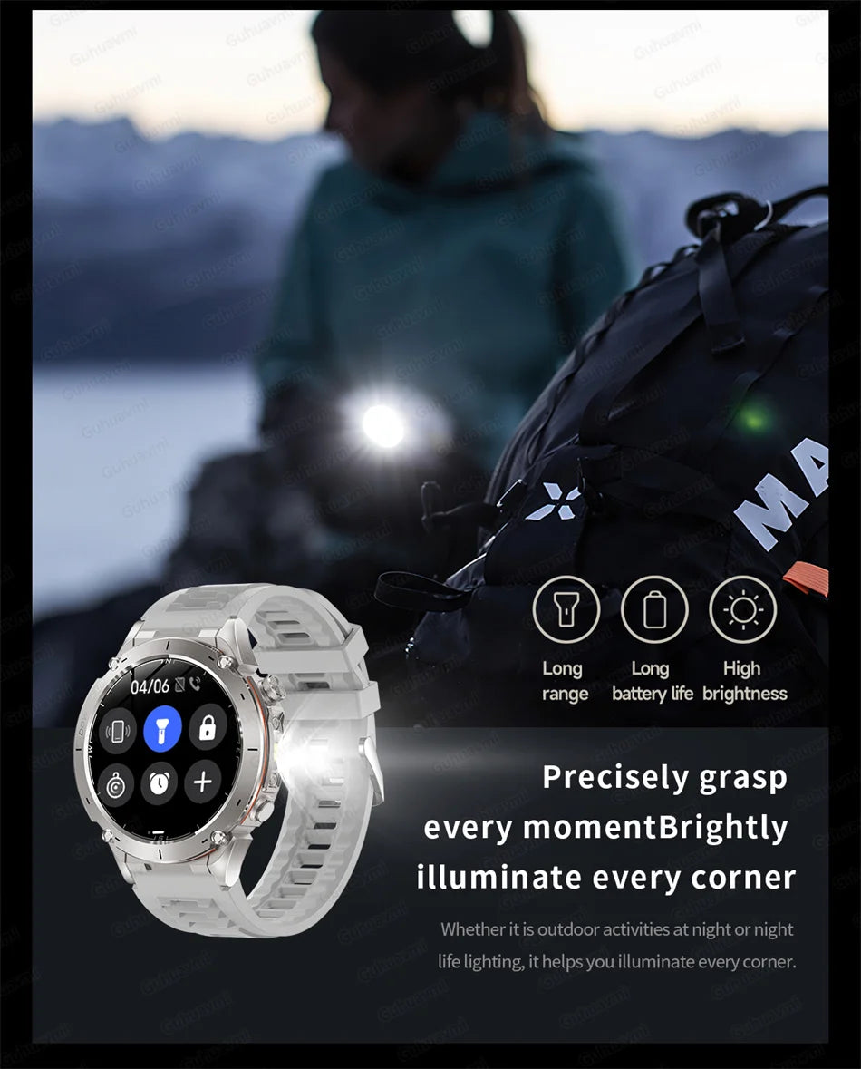 2025 New Rugged Military GPS Smart Watch Built-In GPS Tracker Compass Sports Fitness Tracking Smartwatch - Compatible with HUAWEI & Xiaomi IOS