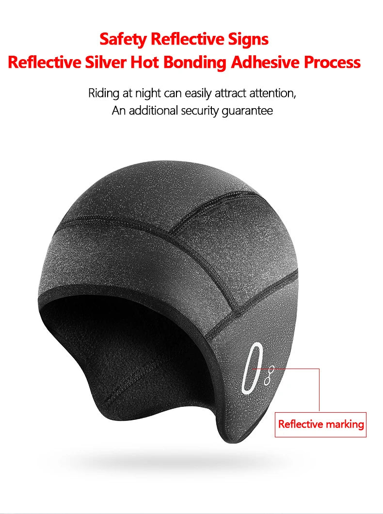 Winter thermische fietsmuts buiten onder MTB helm voering fleece muts sport heren fiets skiën muts hardlopen wandelen met bril